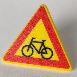 892pb006-3G Verkeersbord- driehoek met clip, overstekende fietsers geel gebruikt *1E009