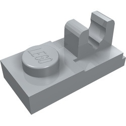 92280-86 Platte plaat 1x2 met clip OP plaat grijs, licht (blauwachtig) NIEUW *1B292
