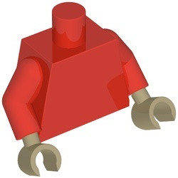 973c039-5 Rood torso, rode armen en donkercreme handen rood NIEUW *0B0000