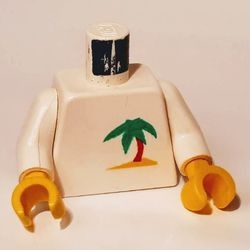 973pb0017c01-1 Torso, shirt met palmboom, witte armen wit NIEUW *0B0000