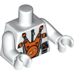 973pb0435c01-1 Torso, Space Mars Misscion Astronait met oraje en zilver patroon wit NIEUW *0B0000