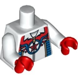 973pb1115c01 -1 Witte torso met gouden rits, rode ster en rode handjes (col103) wit NIEUW *0B0000