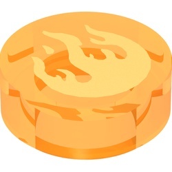 98138pb022-98 Tegel 1x1 ROND met gouden vlammen transparant oranje NIEUW *0L0000