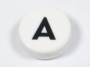 98138pb211 Tegel 1x1 rond letter A wit NIEUW *0L0000