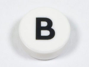 98138pb212 Tegel 1x1 rond letter B wit NIEUW *0L0000