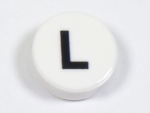 98138pb222 Tegel 1x1 rond letter L wit NIEUW *0L0000