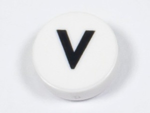 98138pb232 Tegel 1x1 rond letter V wit NIEUW *0L0000