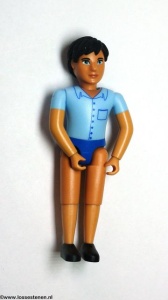 belvMale4 Man - Blauwe broek, blauwe shorts, zwart haar NIEUW *
