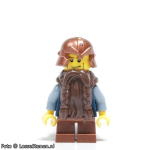 cas355G Fantasy Era - Dwerg, koperen helm, bruine baard gebruikt *0M0000