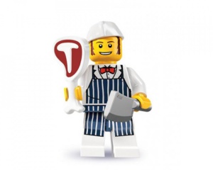 col06-14 Slager met hakmes, T-bone en voetstuk NIEUW *0M0000
