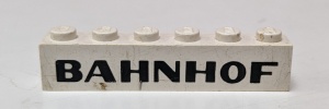 crssprt02pb32-1G Steen 1x6 ZONDER bodemtubes BAHNHOF dikke letters wit gebruikt *5V05-03