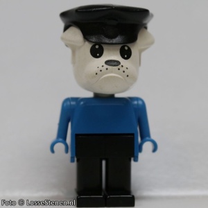 fab2bG Bulldog 2- Blauw lichaam, zwarte broek, wit hoofd, zwarte politiepet gebruikt *2R0000 - Img 1