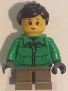 hol075 Meisje, groene trui, zwart haar (10254) NIEUW *0M0000