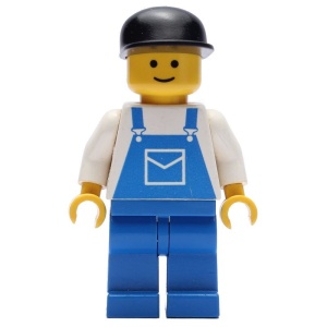 ovr022G Wit hemd, blauwe overall- blauwe benen- zwarte cap gebruikt *0M0000