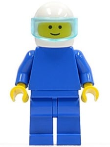 pln032G Effen blauw Torso met blauw armen, blauw benen, witte helm gebruikt *0M0000