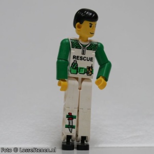 tech022G Witte benen met mes (sticker) , groene armen, witte and groene Torso met Rescue Pattern (set 8255) gebruikt *0D000