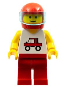 trc005G Trucker - rode benen, rode helm en lichtblauw vizier gebruikt *0M0000