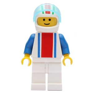 ver012G Torso met verticale strepen, blauwe armen, witte benen en gestreepte helm gebruikt *0M0000