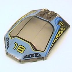 x224px1-13G Cockpit glas 8x6x2 met cijfer 18 en blauw/geel race patroon transparant bruin (kleurnaam was: trans ZWART) gebruikt *3L0000