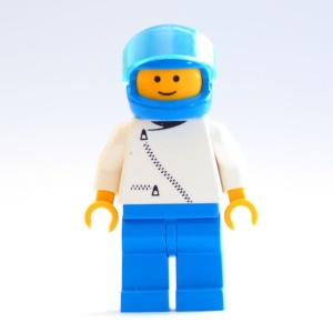 zip011G Witte jas met ritssluiting , blauw benen and blauwe helm gebruikt *0M0000