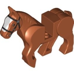 10352c01pb08-68 Paard nieuwe type beweegbare benen grijze teugels oranje, donker NIEUW *0D000