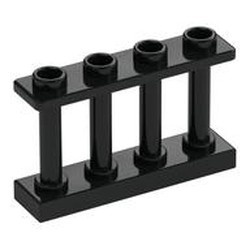15332-11G Balustrade-hek 1x4x2 met VIER noppen bovenop zwart gebruikt *1C027