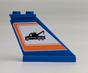 2340pb049R-7G Staart met vrachtwagen RECHTS (sticker) blauw gebruikt *1D041