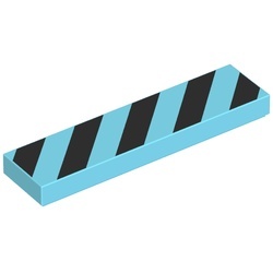 2431pb0725-156 Tegel 1x4 Vijf zwarte gevaarstrepen blauw, middenazuur NIEUW *0K000