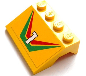 2513pb07-3G Spatbord 3x4 nummer 1 en rode/groene strepen (Sticker) - Set 6550 geel gebruikt *5S071