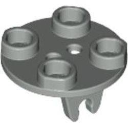 2655-9G Platte plaat 2x2 rond met wielhouders zonder wiel lichtgrijs (klassiek) gebruikt *0L000