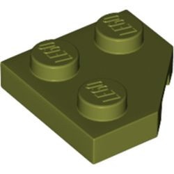 26601-155 Wig plaat 2x2 afgekapt hoekje groen, olijf NIEUW *1B353