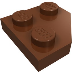 26601-88 Wig plaat 2x2 afgekapt hoekje bruin, roodachtig NIEUW *1B353