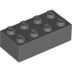 3001-85G Steen 2x4 grijs, donker (blauwachtig) gebruikt *1A061