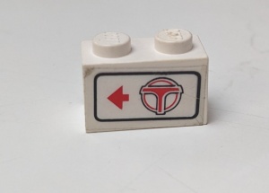 3004pb021L-1G Steen 1x2 Airport Shuttle logo met pijl naar links (Sticker) wit gebruikt *5V02-03