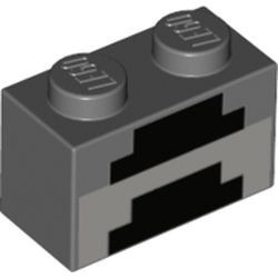 3004pb161-85 Steen 1x2 opdruk met minecraft patroon grijs, donker (blauwachtig) NIEUW *
