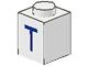 3005-T-1G Steen 1x1 met letter T wit gebruikt *5V01-08