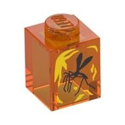 3005pb041-98 Steen 1x1 met zwarte mug transparant oranje NIEUW *0M0000