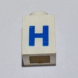 3005ptHb-1G Steen 1x1 met letter H dik wit gebruikt *5V01-13