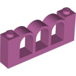 30077-47G Hek met halfronde spijlen 1x6x2 roze, donker gebruikt *1C027