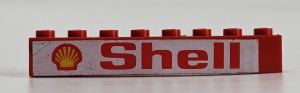 3008pb101-5G Steen 1x8 SHELL op witte achtergrond (Sticker) rood gebruikt *5V08-07