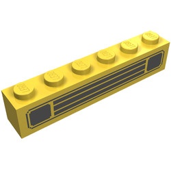 3009p01-3G Steen 1x6 zwarte grille geel gebruikt *5V06-06