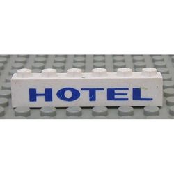 3009pb009-1G Steen 1x6 HOTEL blauwe, dikke letters wit gebruikt *5V06-01