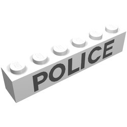 3009pb038-1G Steen 1x6 POLICE wit gebruikt *5V06-03