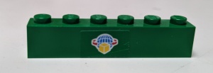 3009pb138-6G Steen 1x6 Wereldbol (Sticker) groen gebruikt *5V06-12