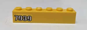 3009pb147L-3G Steen 1x6 met 7939 in wit LINKS (Sticker) geel gebruikt *5V06-07