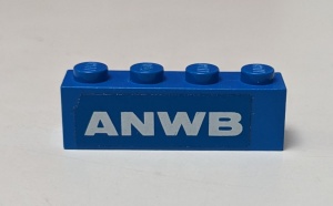 3010pb037-7G Steen 1x4 ANWB (Sticker) blauw gebruikt *5V04-15