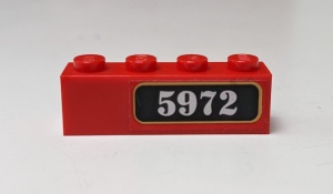3010pb095-5G Steen 1x4 5972 (Sticker) rood gebruikt *5V04-11