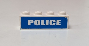3010pb152-1G Steen 1x4 POLICE op blauwe achtergrond (Sticker) wit gebruikt *5V04-04