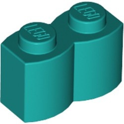 30136-39 Steen 1x2 gewelfd (pallisaden) turquoise, donker NIEUW *1B042