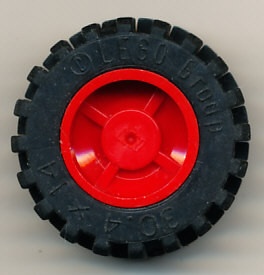30285c01-5G Wiel 18x14 Naaf- kruis- groot centrum met MIDDENFORMAAT band 30391 30.4x14 rood gebruikt *5W000